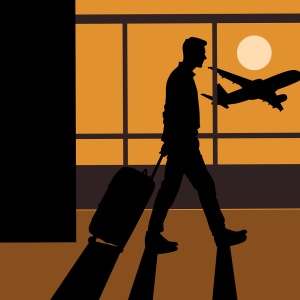 travel, airport, flight, silhouette, vacation, airplane, tourism, journey, destination, adventure, traveler, luggage, holiday, trip, flying, transport, international, explore